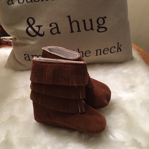 Other - Baby Moccasins Brown Fringe Faux Leather